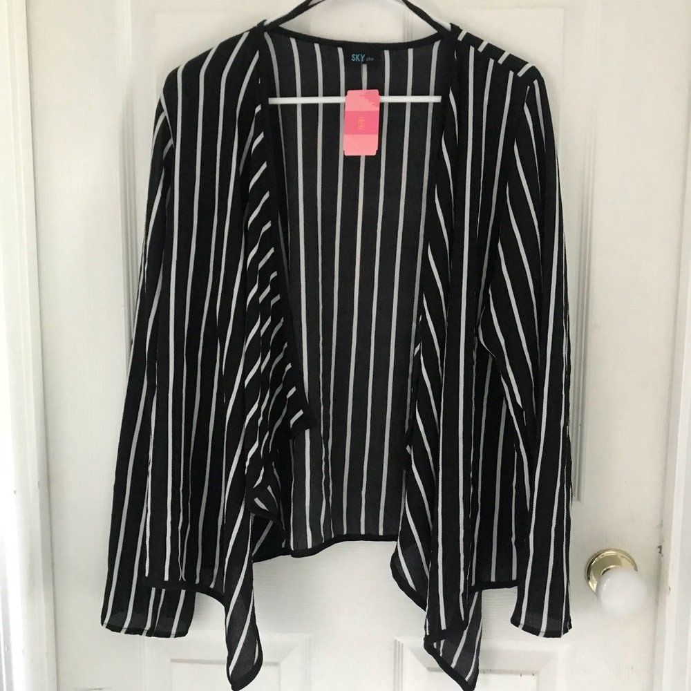 Plus Size Pinstripe Pointed Blazer